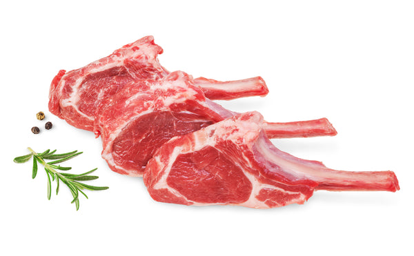 Raw lamb chops, fresh mutton meat cutlets on a ribs. Isolated on white  background Stock Photo - Alamy